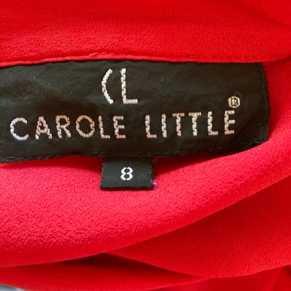 Carole Little Red Silk Button& Loop Front Blouse Size 8 - Picture 12 of 12